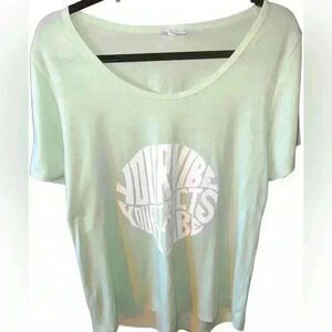 Lularoe XL  green classic T. Graphic . “ Your Vibe‎ Attracts Your Tribe” NWOT.